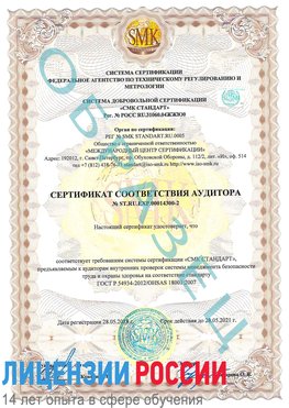 Образец сертификата соответствия аудитора №ST.RU.EXP.00014300-2 Нижняя Салда Сертификат OHSAS 18001